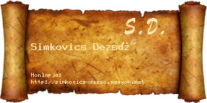 Simkovics Dezső névjegykártya