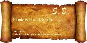 Simkovics Dezső névjegykártya